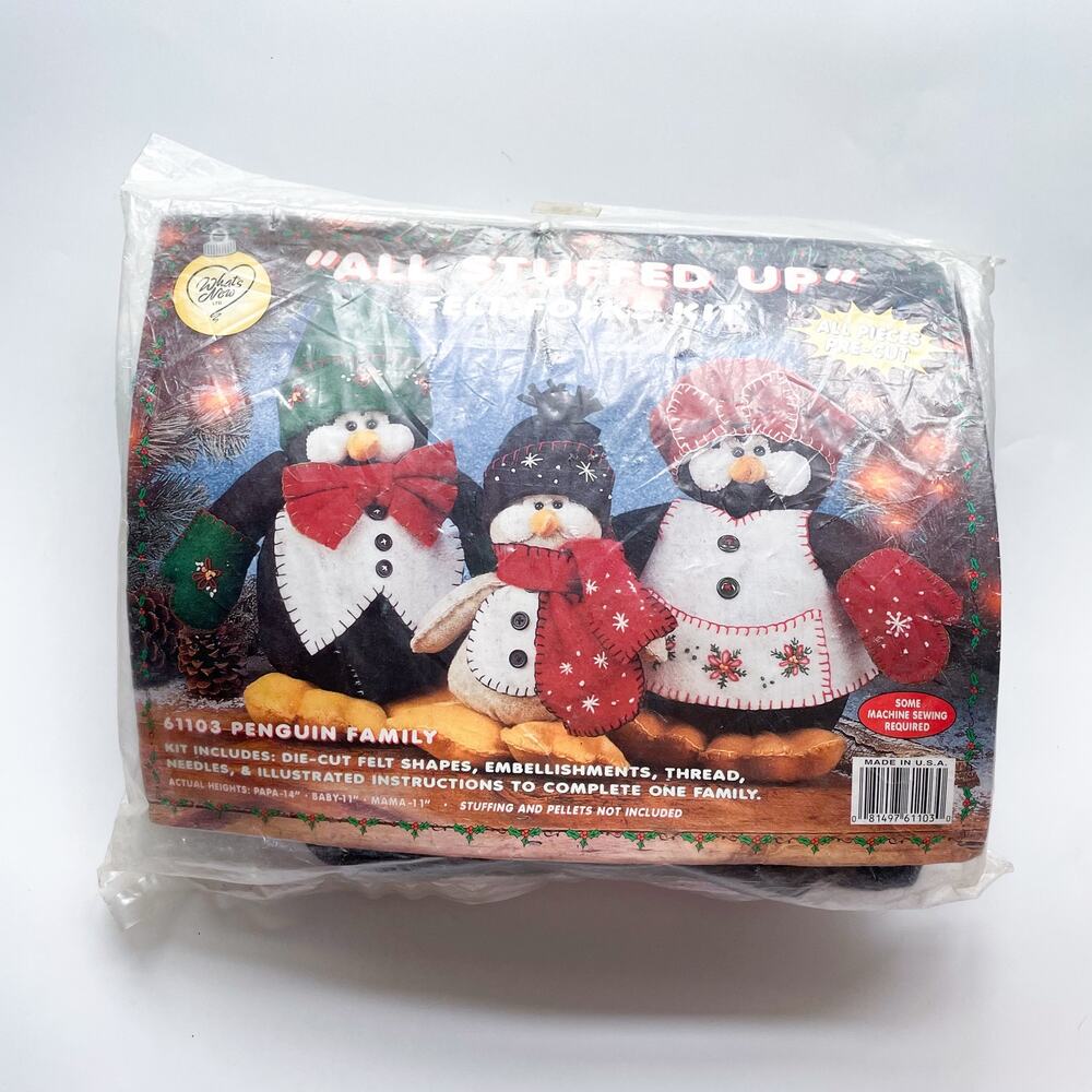New Vintage 'All Stuffed Up' Felt Folks Kit Penguin Family Felt Craft